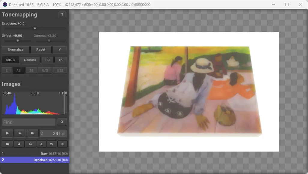 A photorealistic preview of a PolyJet 3D printout showing Gaugin's The Siesta painting.